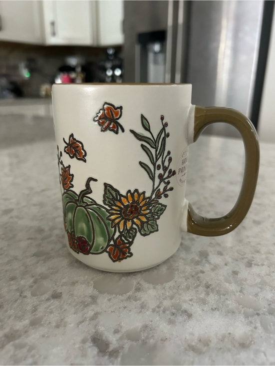 Eli + Ana Other - “New” Eli + Ana Ceramic Fall Mug with Olive Handle and Pumpkin Floral Design